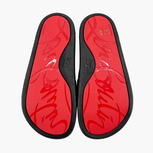 Christian Louboutin 'Navy Pool' Slide Sandals Size 37 US 7 Black Velvet Logo 30 - Picture 3 of 12